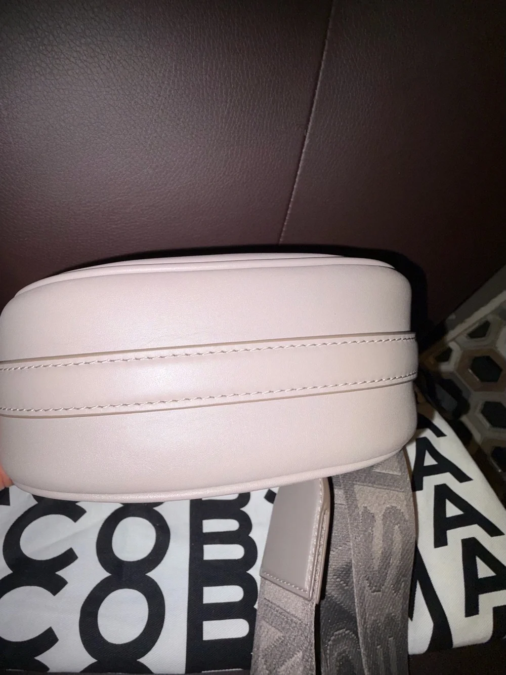 Marc Jacobs Taupe Crossbody Bag with Branded Strap